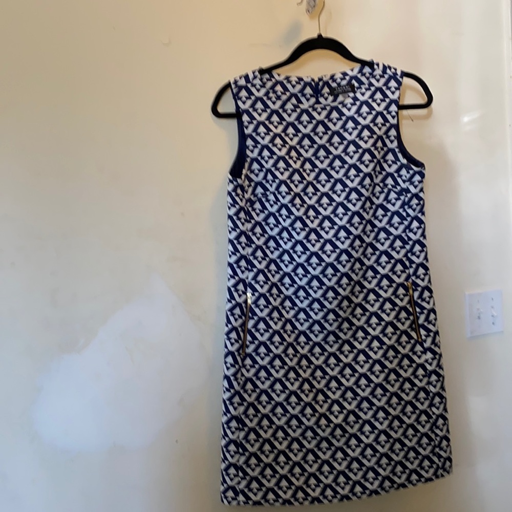 Blue  and beige TAHARI dress midi long knee lovely